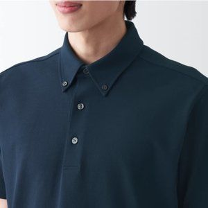 MUJI Men's Cool Touch Pique Button Down Polo Shirt M